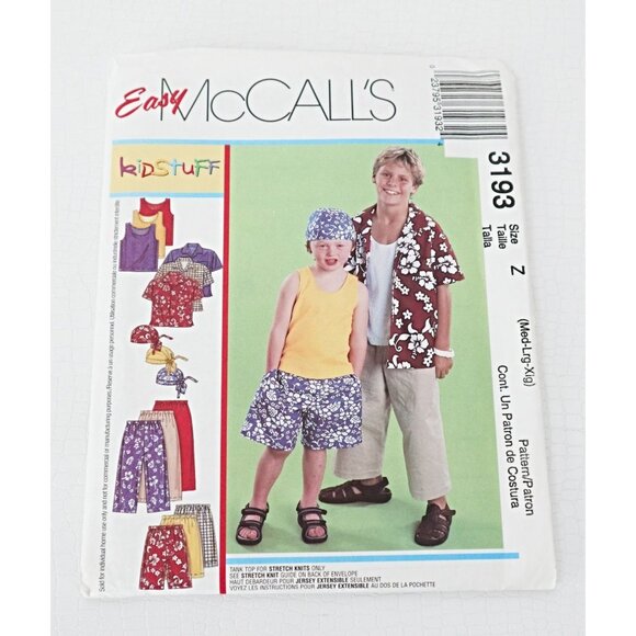 McCall's Other - McCall's 3193 Sewing Pattern Boy's Pull-on Pants Shorts Tank Top Shirt